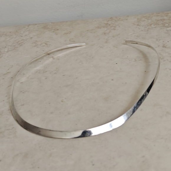 Vintage Rigid Collar Chocker Sterling Silver Necklace - Picture 10 of 16